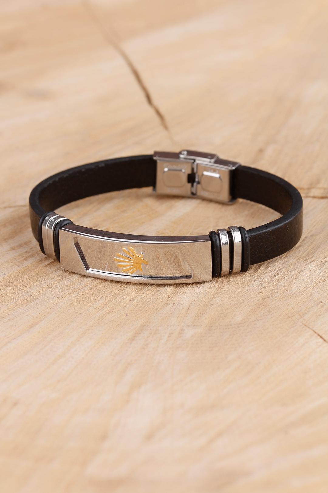 EBJ Black Silicone Steel Accessory Detailed Men's Bracelet - San Sebastián de los Reyes
