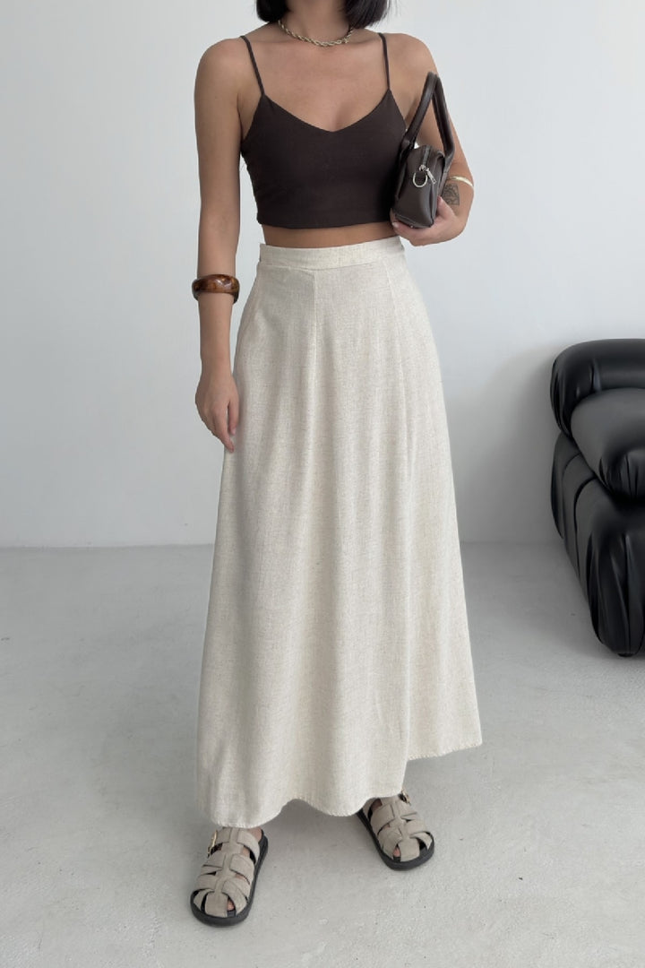 XLJ Elasticated Long Linen Skirt - Palm Beach Gardens