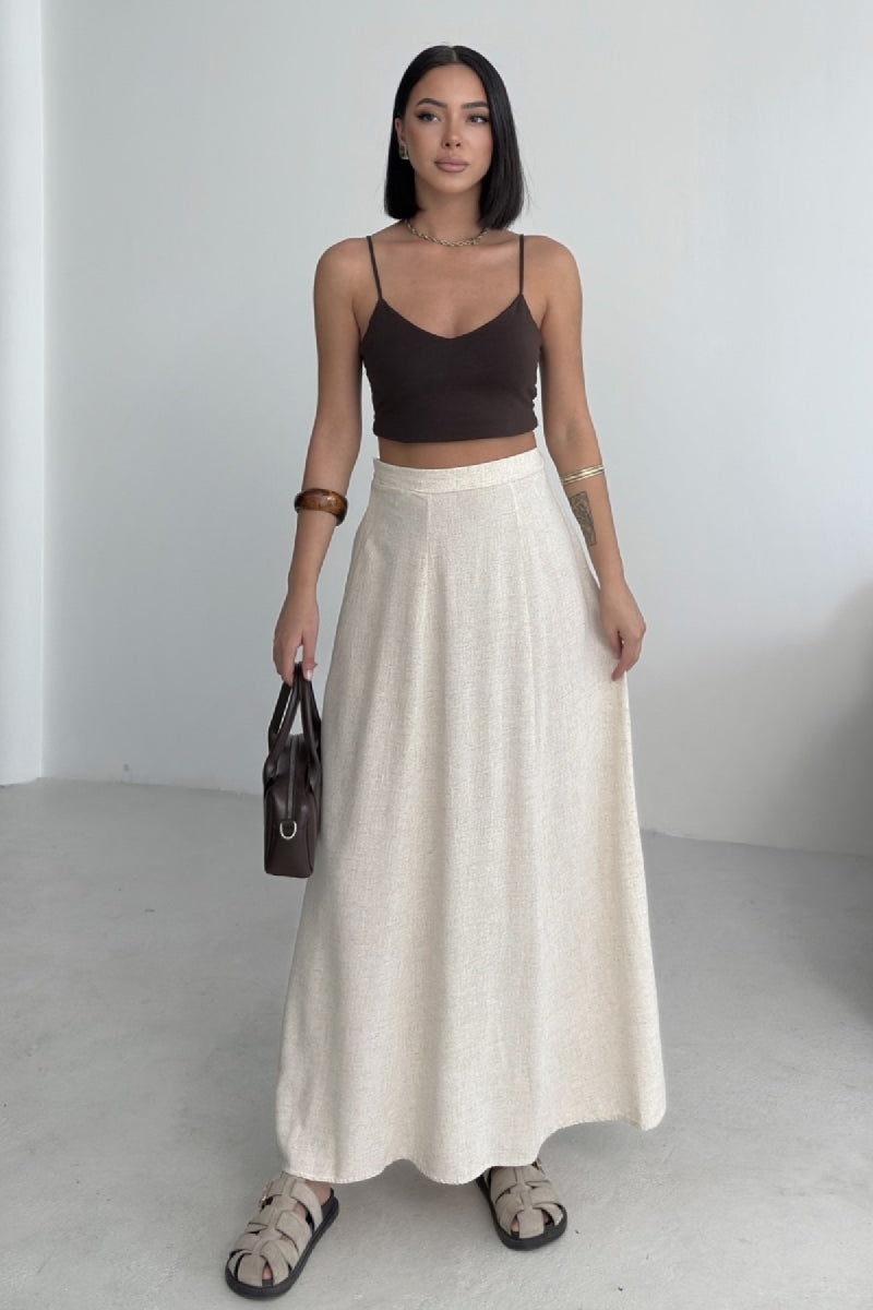 XLJ Elasticated Long Linen Skirt - Palm Beach Gardens