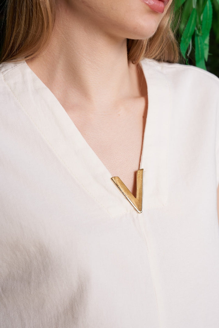 XLJ V Neck Linen Blouse Mixed - Roanne