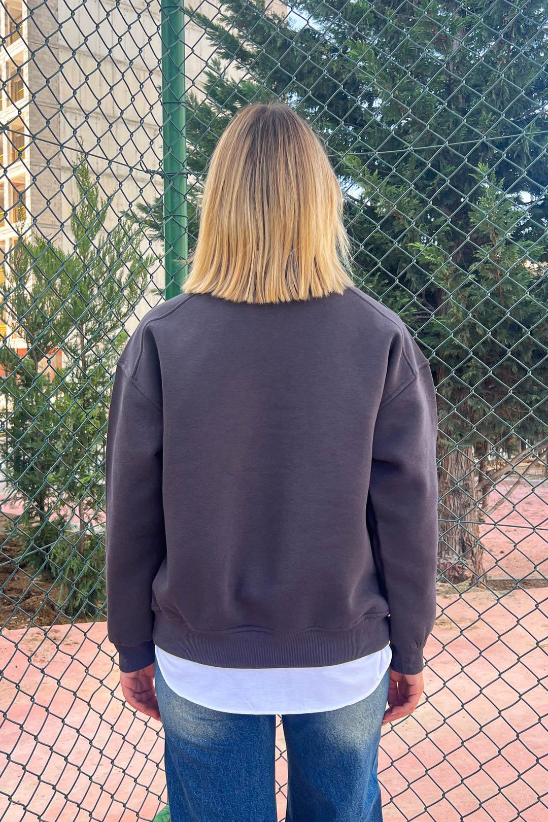 MPL Women's Bicycle Neck Loose Fit 3 Yarn Sweatshirt 21616 - Ede