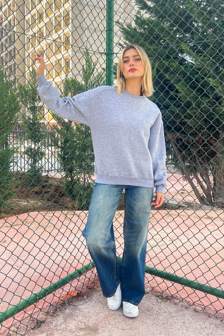 MPL Women's Bicycle Neck Loose Fit 3 Yarn Sweatshirt 21616 - Westland