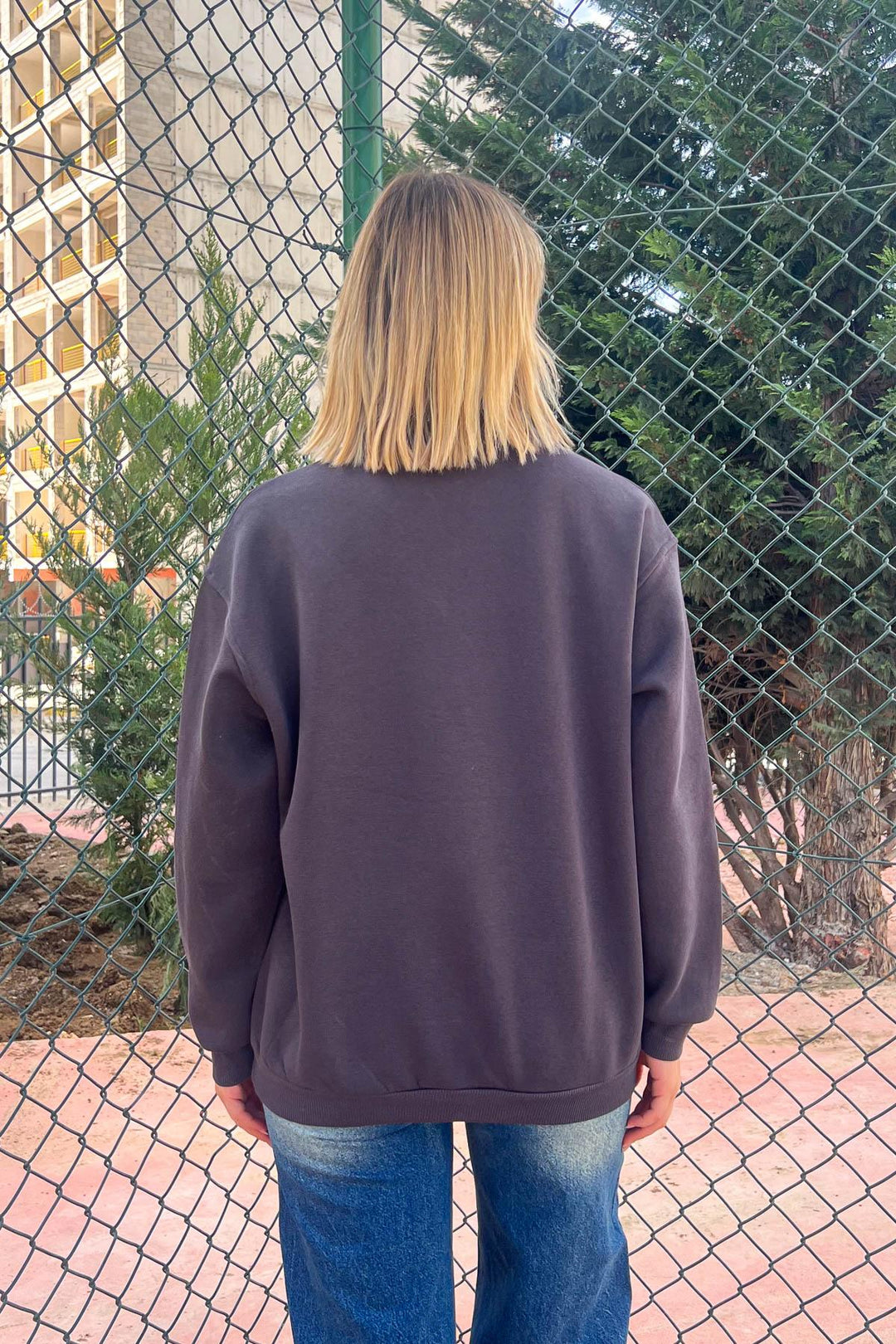 MPL Women's Collar Zippered Comfortable Fit 3 Yarn Sweatshirt 21622 - Orange