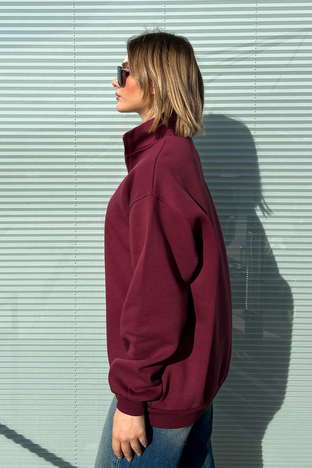 MPL Women's Collar Zippered Comfortable Fit 3 Yarn Sweatshirt 21622 - Zwickau