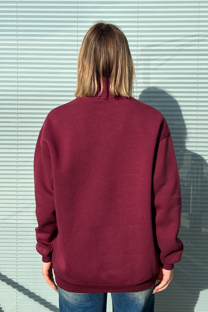 MPL Women's Collar Zippered Comfortable Fit 3 Yarn Sweatshirt 21622 - Zwickau