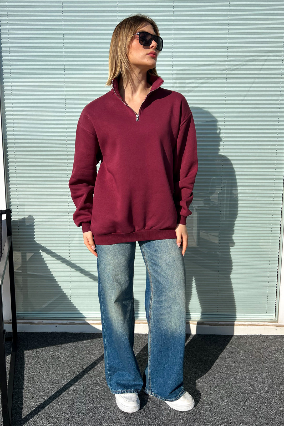 MPL Women's Collar Zippered Comfortable Fit 3 Yarn Sweatshirt 21622 - Zwickau