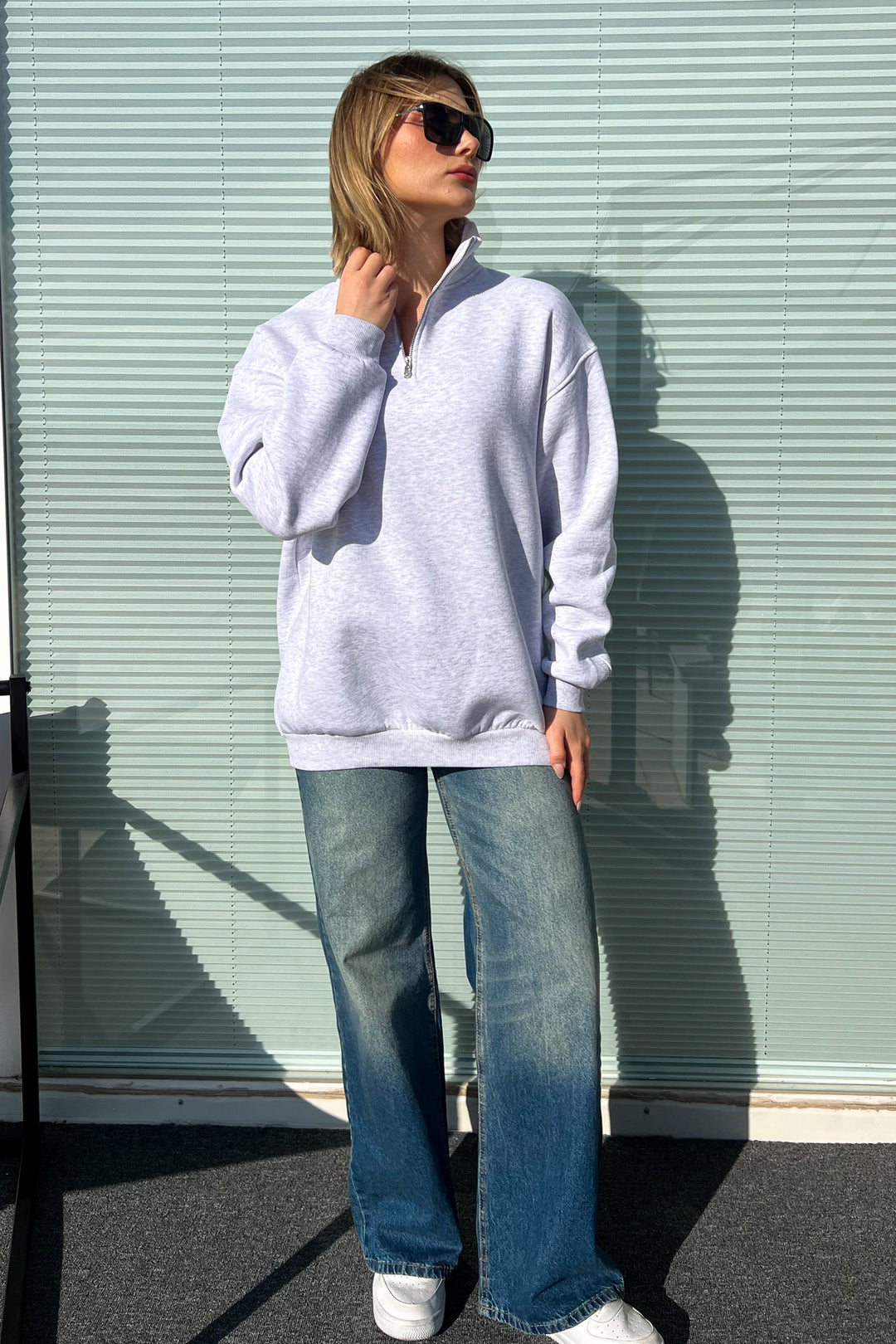 MPL Women's Collar Zippered Comfortable Fit 3 Yarn Sweatshirt 21622 - Vlaardingen