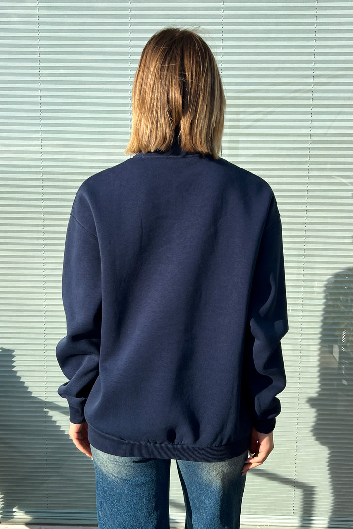 MPL Women's Collar Zippered Comfortable Fit 3 Yarn Sweatshirt 21622 - Castres