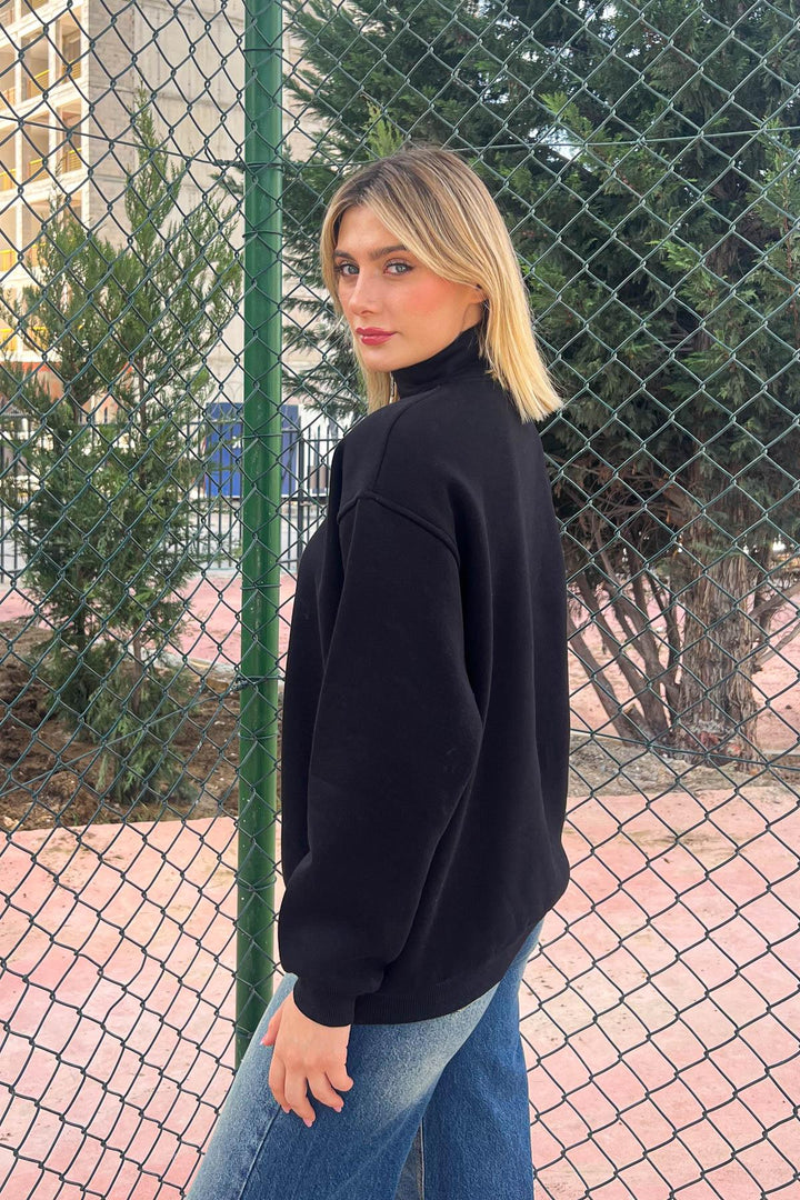 MPL Women's Collar Zippered Comfortable Fit 3 Yarn Sweatshirt 21622 - Waipahu