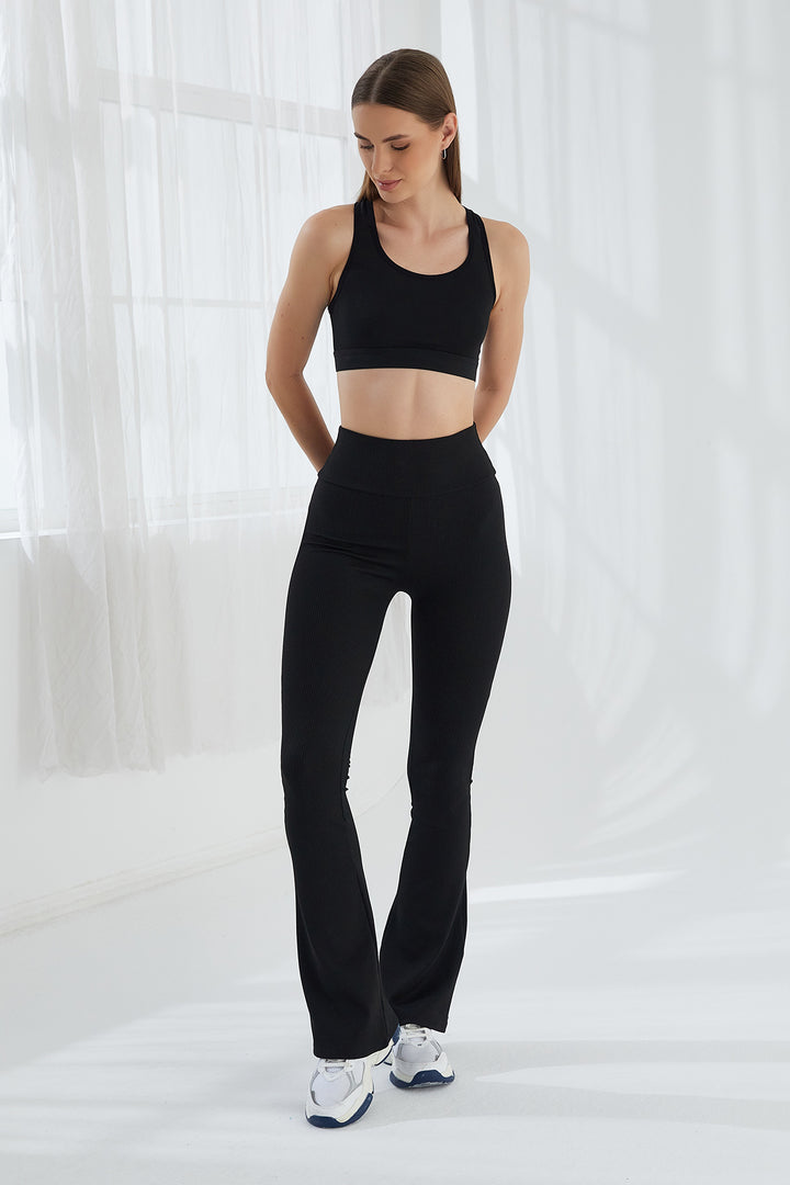 MPL Women's High Waisted Flared Spanish Pants Leggings 0576 - Edison