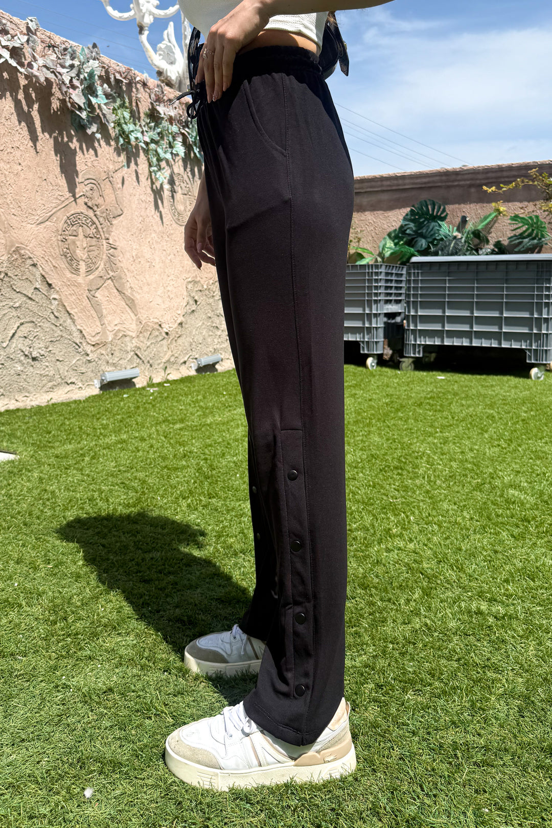 MPL Women's Wide Leg Sweatpants with Snap Buttons at the Hem 3037 - Istres