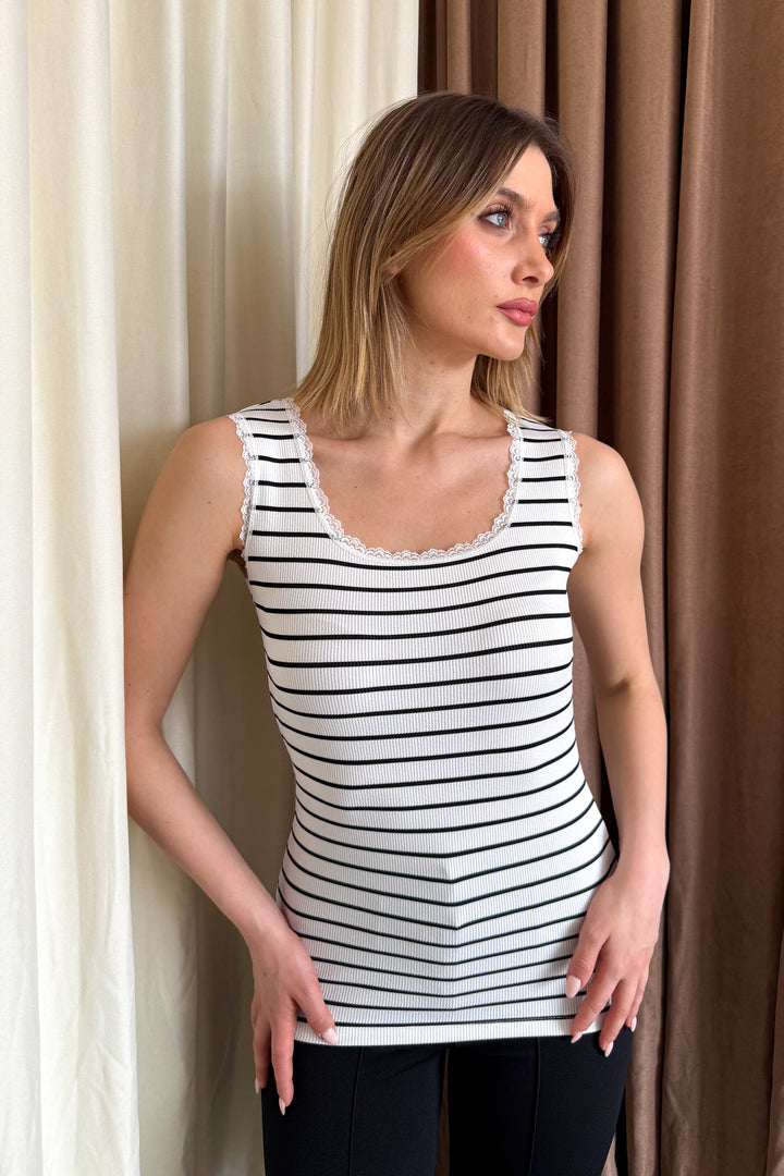 MPL Women's Lace Striped Tank Top 4002 - Smithtown