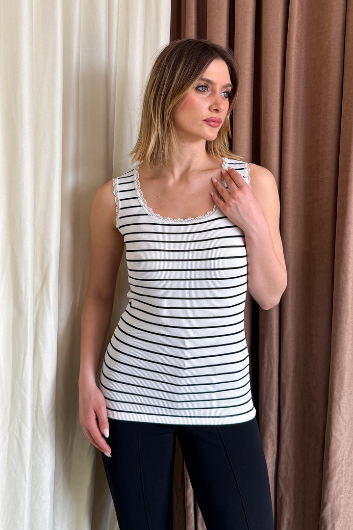 MPL Women's Lace Striped Tank Top 4002 - Smithtown