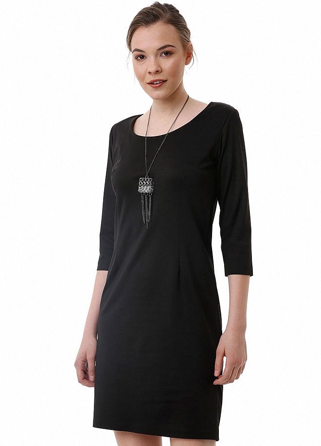 SNS Black Leather and Tulle Detailed Dress - Zimapan