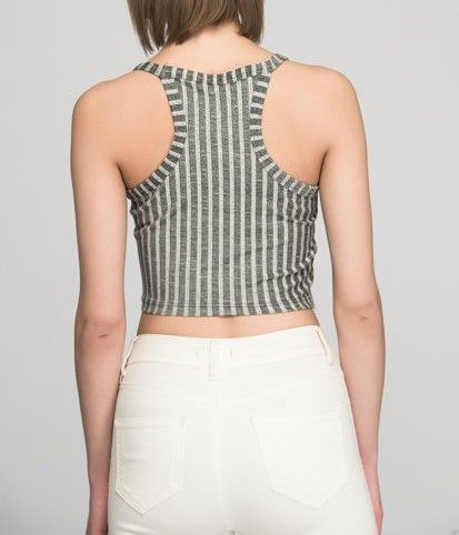 SNS Satin Bustier Anthracite Gray Sleeveless Ribbed Blouse - Cottage Grove