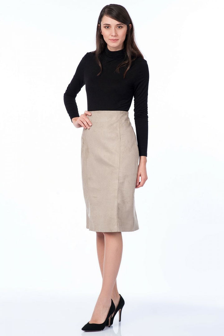 SNS Beige Long Suede Skirt - Beaumont