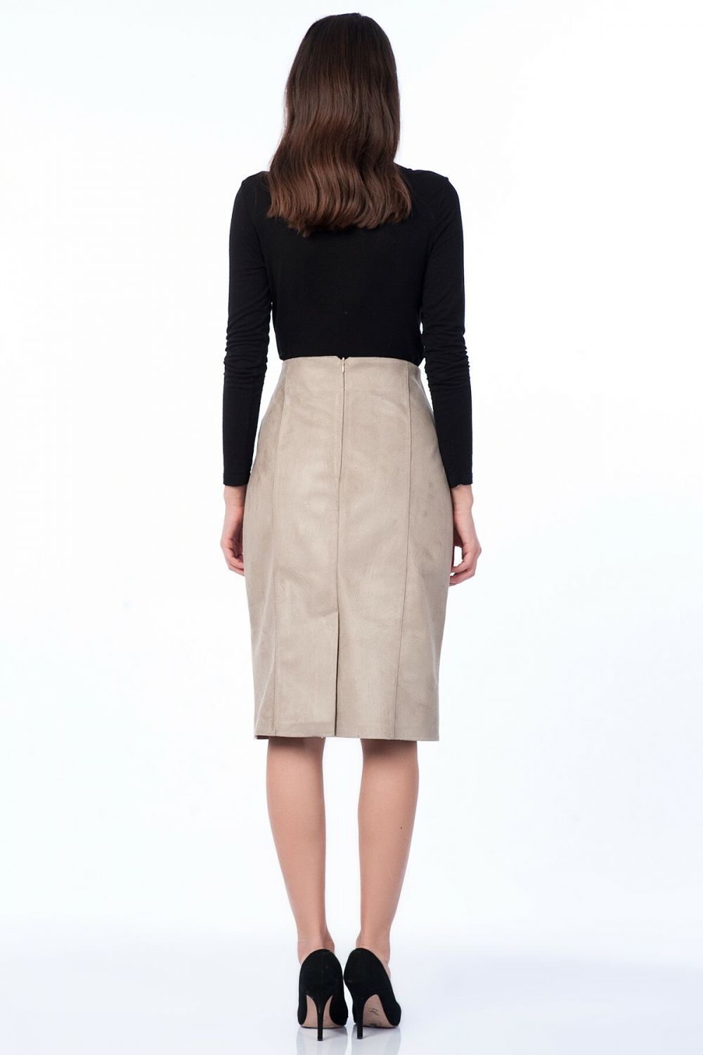 SNS Beige Long Suede Skirt - Beaumont