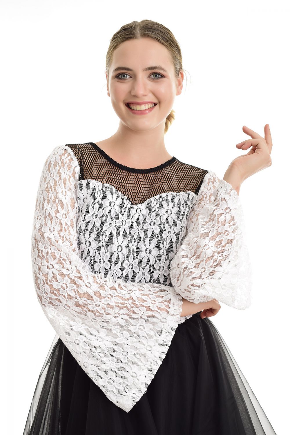 SNS Sense White Spanish Sleeveless Open Back Lace Evening Blouse - Kingsport