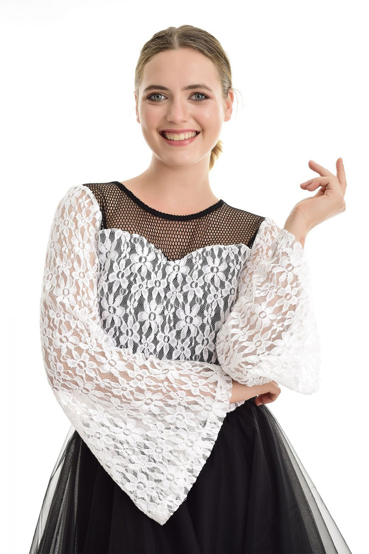 SNS Sense White Spanish Sleeveless Open Back Lace Evening Blouse - Kingsport