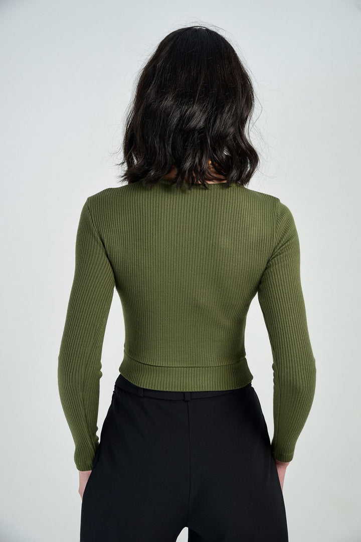 SNS Sense Hakı Knit Fabric Blouse - Pola de Siero