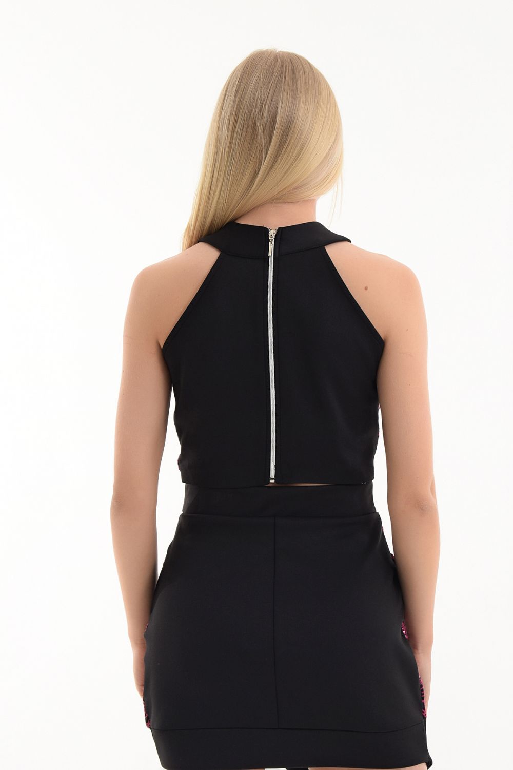 SNS Sense Bustier Crushed Blouse - V-neck Lame Sequin Fabric Blouse - Lissone