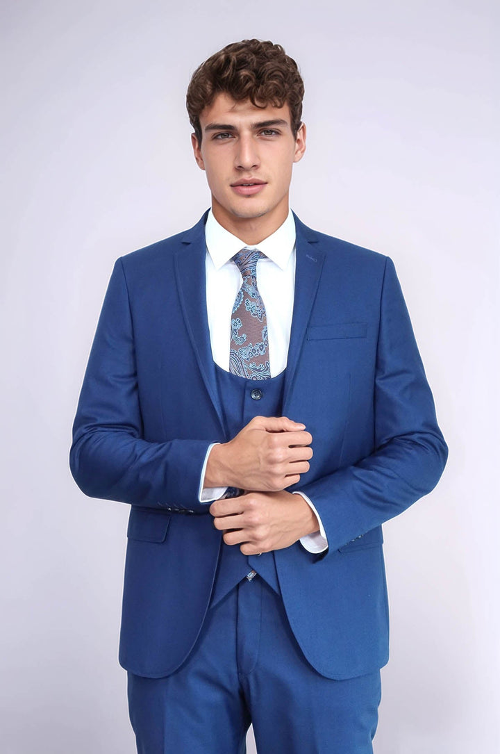 WSS Plain Vested Navy Blue Men's Suit  - Juchitán de Zaragoza