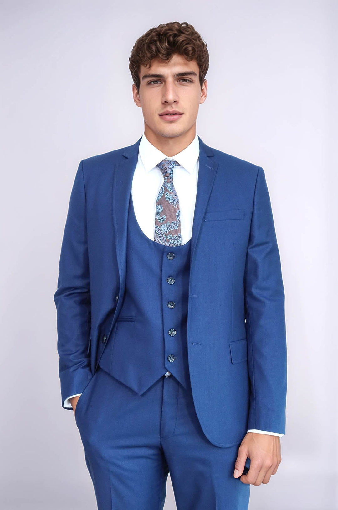 WSS Plain Vested Navy Blue Men's Suit  - Juchitán de Zaragoza