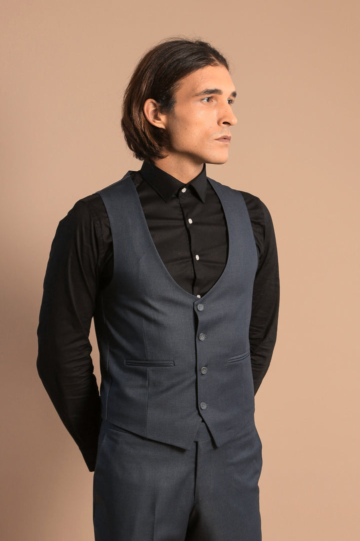 WSS Smoked Slim Fit Men's Suit with Vest  - Leganés