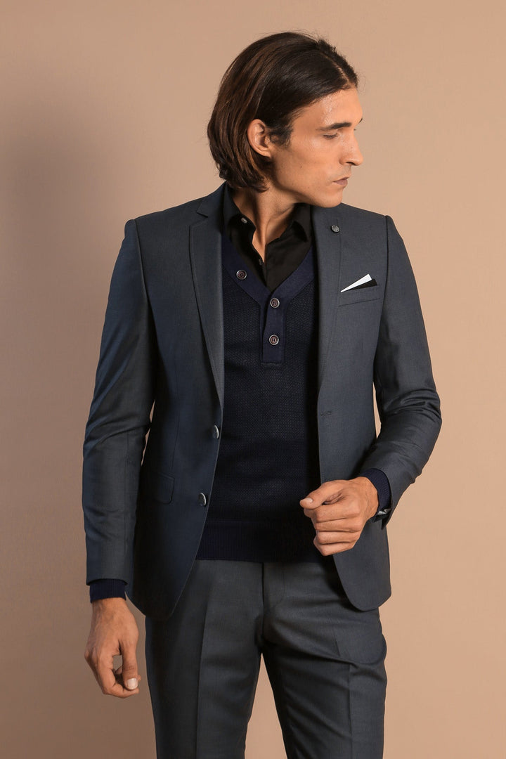 WSS Smoked Slim Fit Men's Suit with Vest  - Leganés