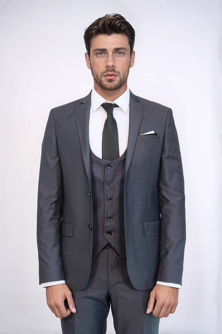 WSS Plain Vested Anthracite Men's Suit  - Whitby