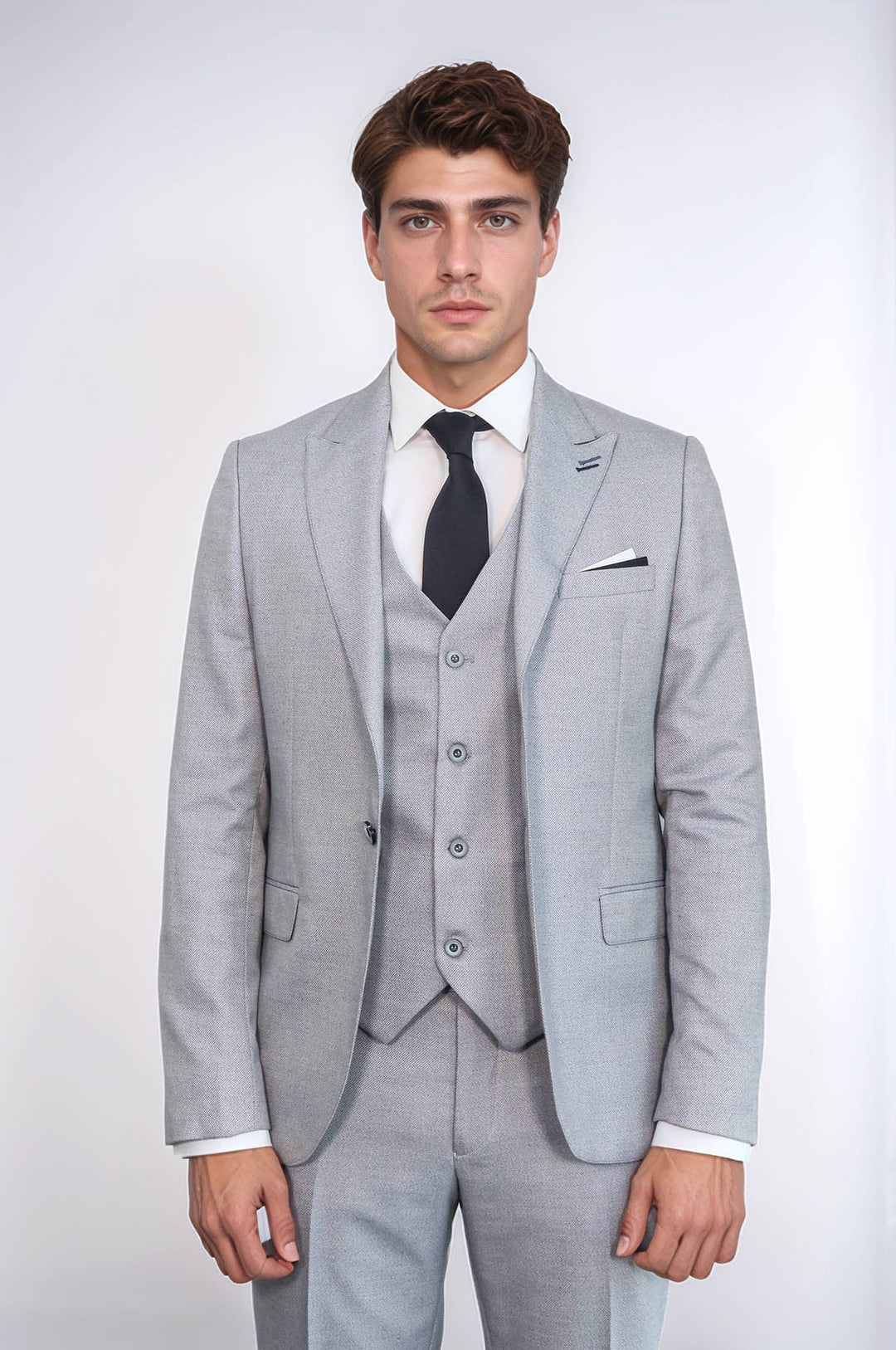 WSS Patterned Light Blue 3 Piece Suit  - Hammond