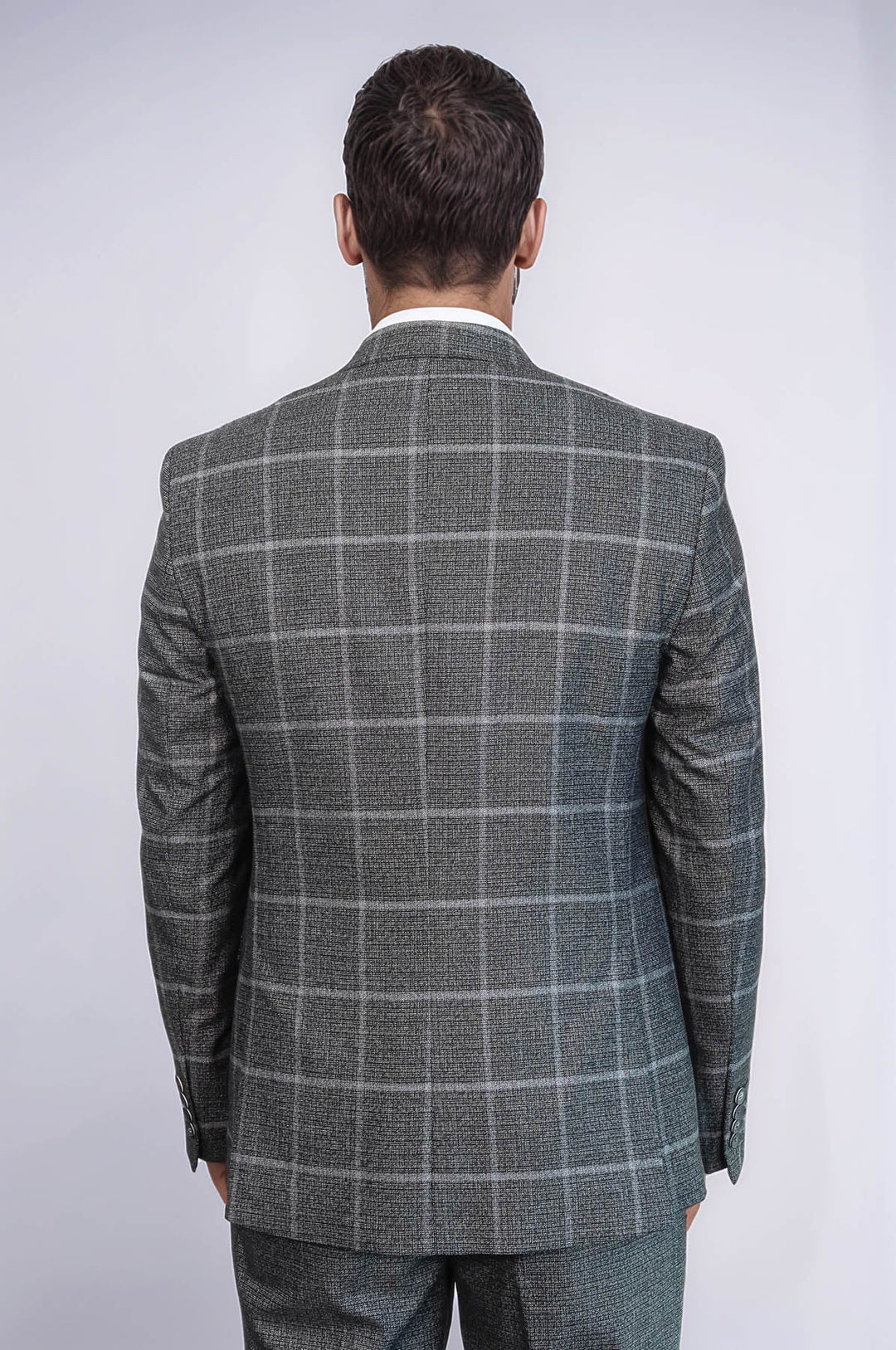 WSS Anthracite  Blue Plaid 3 Piece Slim Fit Suit  - Nizhyn