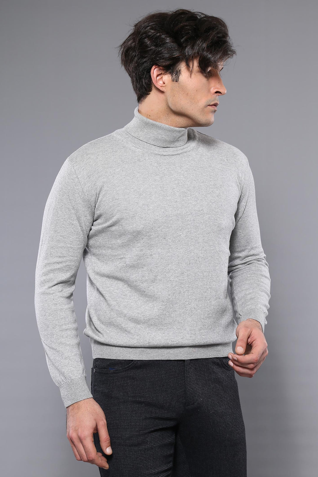 WSS Turtleneck Grey Men Sweater  - Buzău