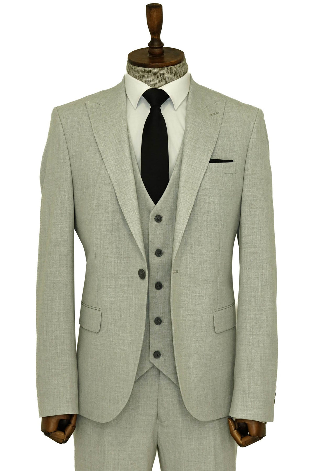WSS Three Piece Slim Fit Single Button Grey Men Suit - Georgetown