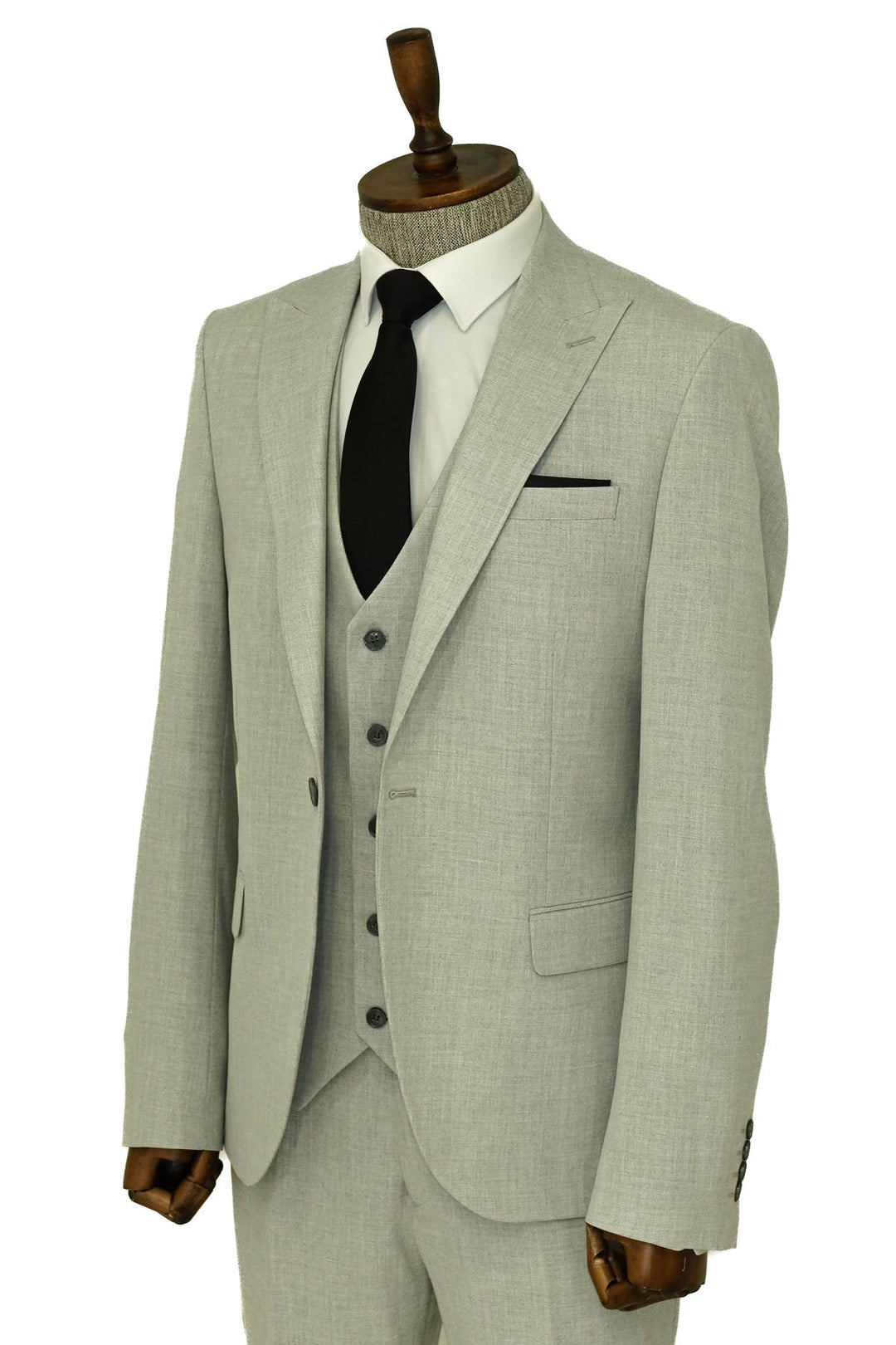 WSS Three Piece Slim Fit Single Button Grey Men Suit - Georgetown