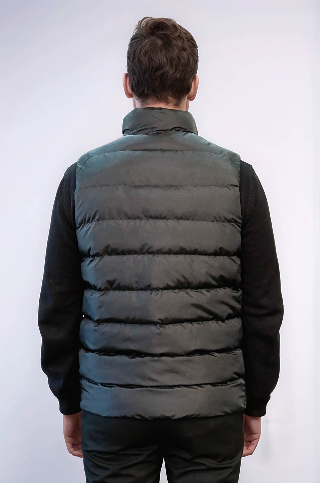 WSS Zippered Pockets Quilted Black Men Winter Down Vest  - Moreno Valley