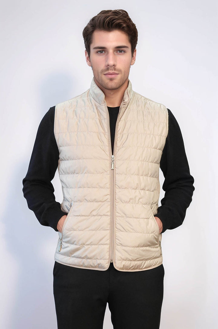 WSS Quilted Sleeveless Beige Men Down Vest  - Cinisello Balsamo