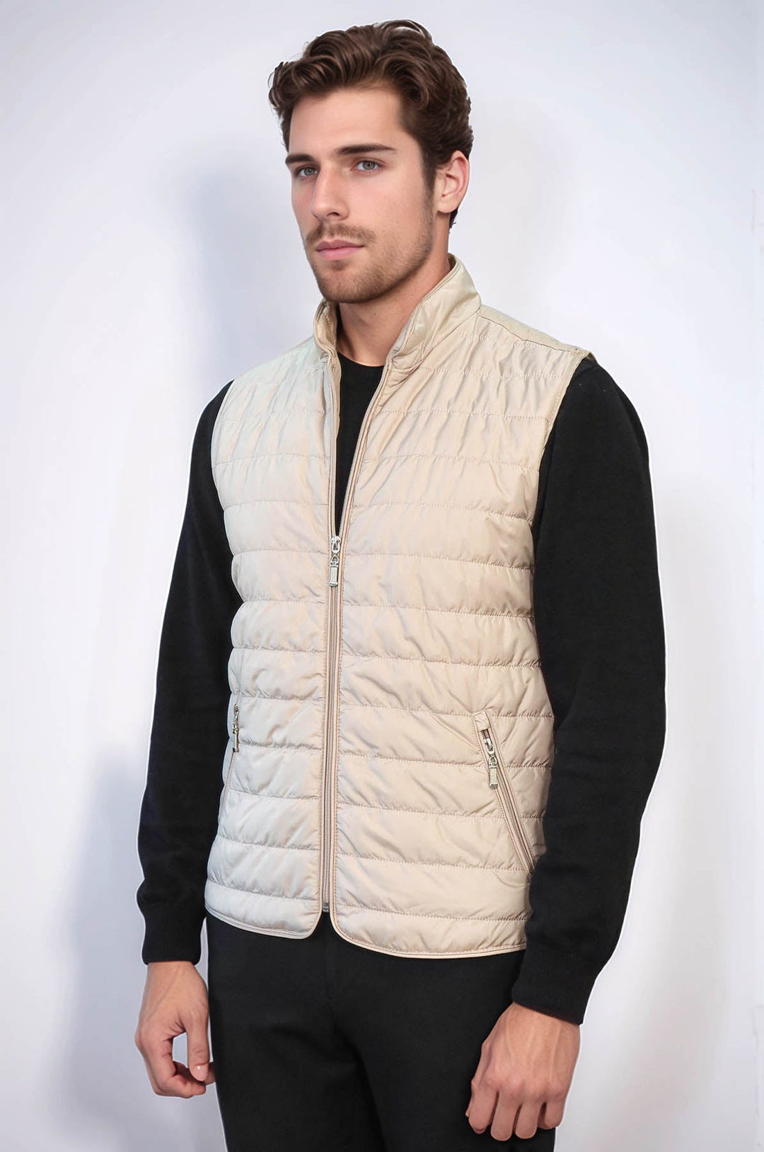 WSS Quilted Sleeveless Beige Men Down Vest  - Cinisello Balsamo