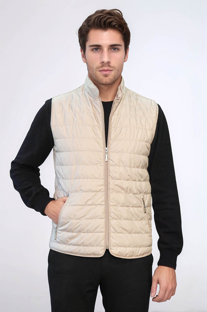 WSS Quilted Sleeveless Beige Men Down Vest  - Cinisello Balsamo