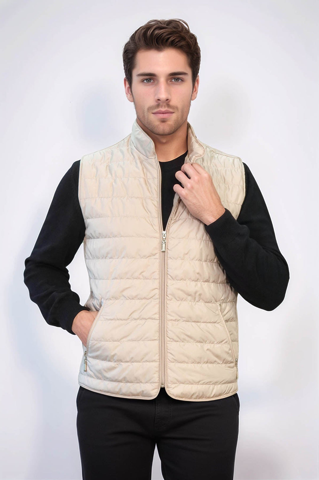WSS Quilted Sleeveless Beige Men Down Vest  - Cinisello Balsamo