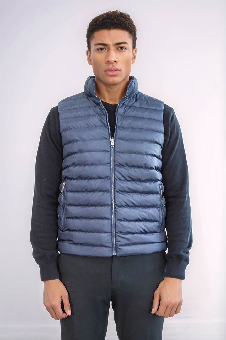 WSS Reversible Puffer Sax Blue Men Down Vest  - Ahlen