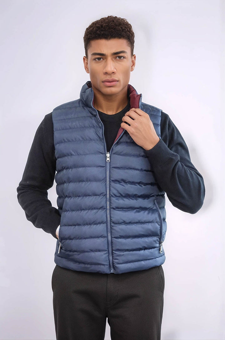 WSS Reversible Puffer Sax Blue Men Down Vest  - Ahlen