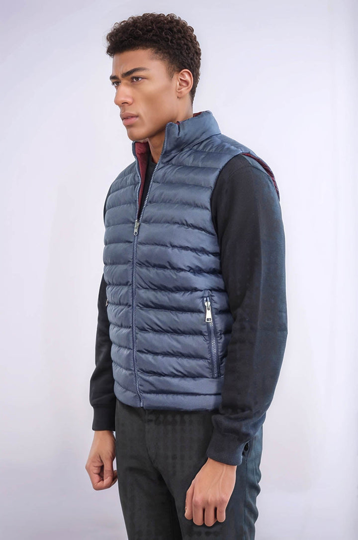 WSS Reversible Puffer Sax Blue Men Down Vest  - Ahlen