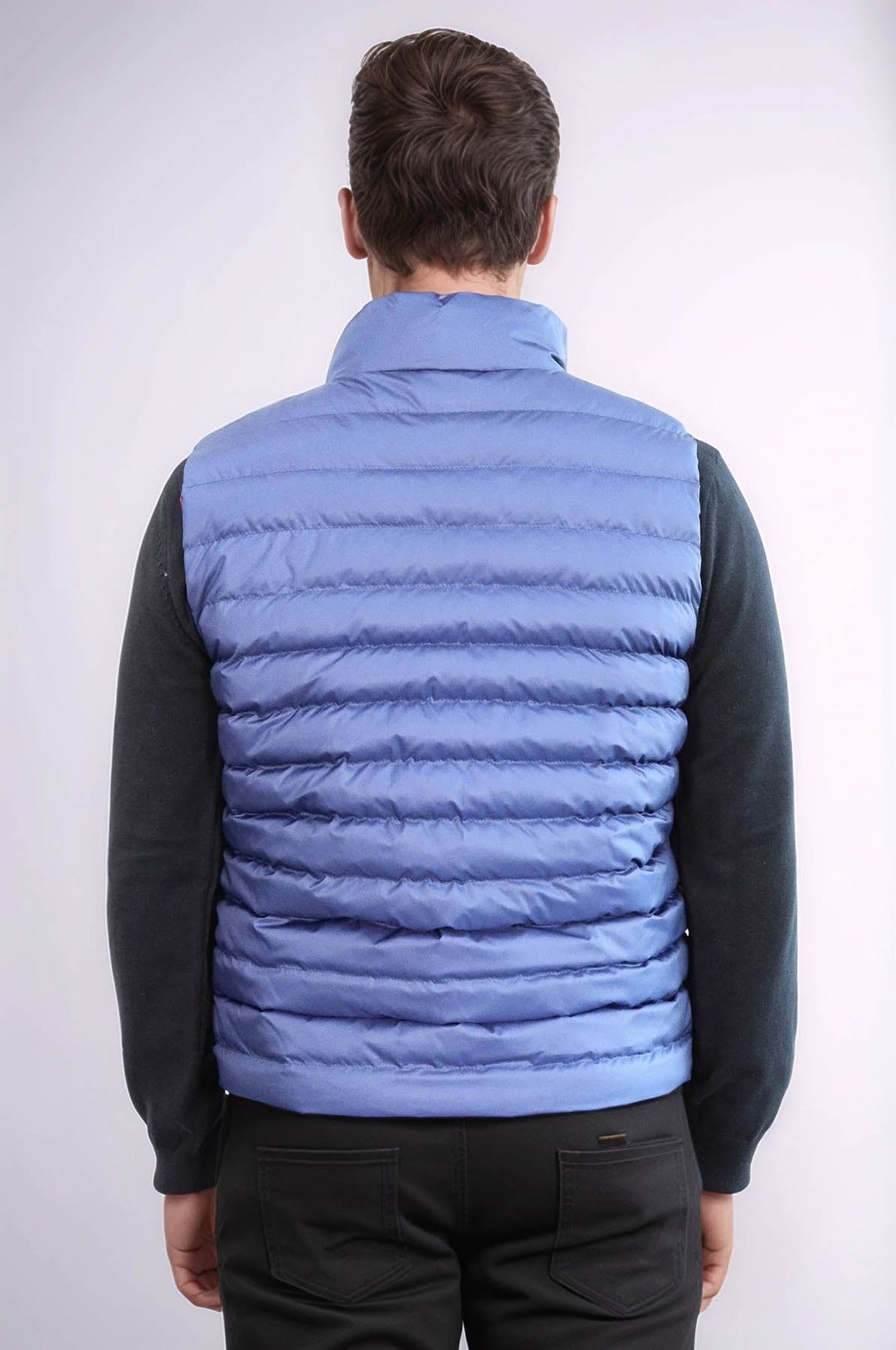 WSS Reversible Quilted Standing Collar Indigo Blue Men Down Vest  - Brandon