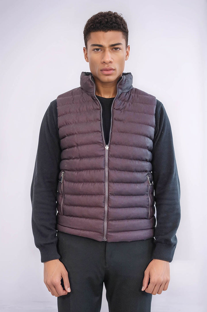 WSS Reversible Puffer Brown Men Down Vest  - Bay City