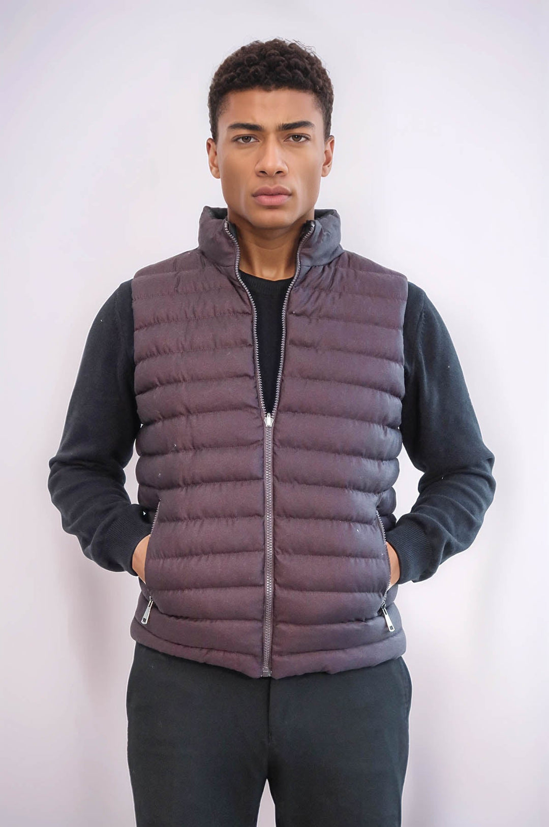WSS Reversible Puffer Brown Men Down Vest  - Bay City