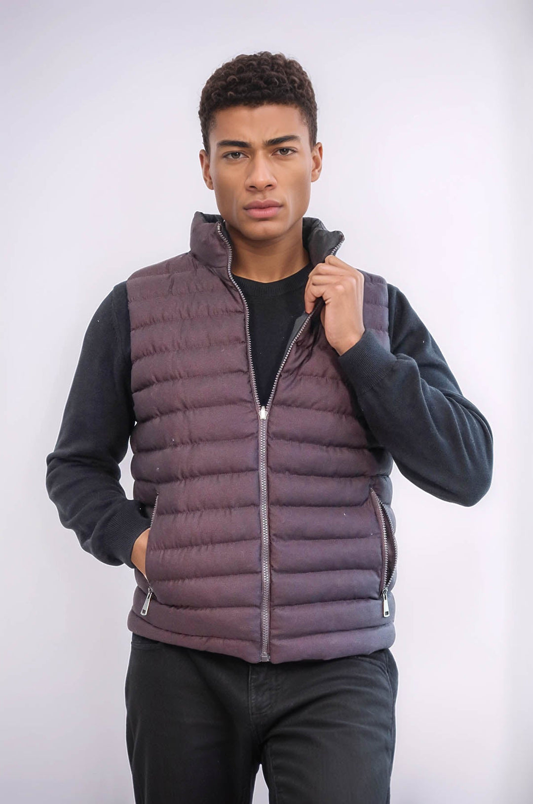 WSS Reversible Puffer Brown Men Down Vest  - Bay City