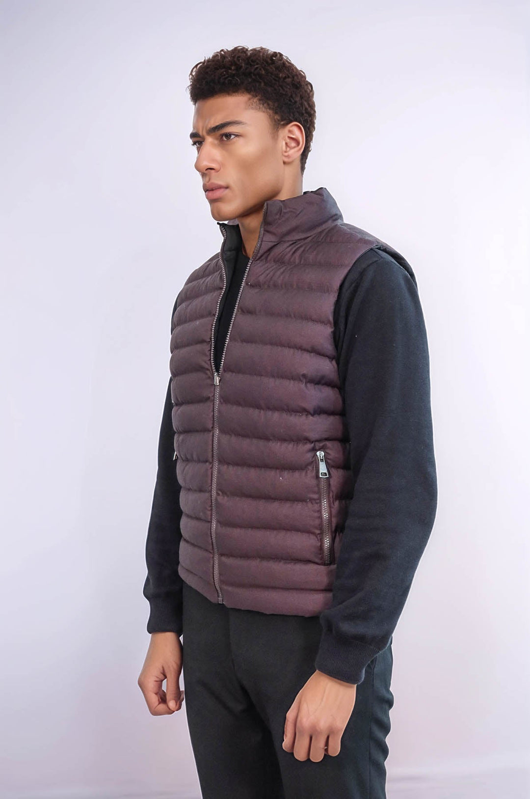 WSS Reversible Puffer Brown Men Down Vest  - Bay City