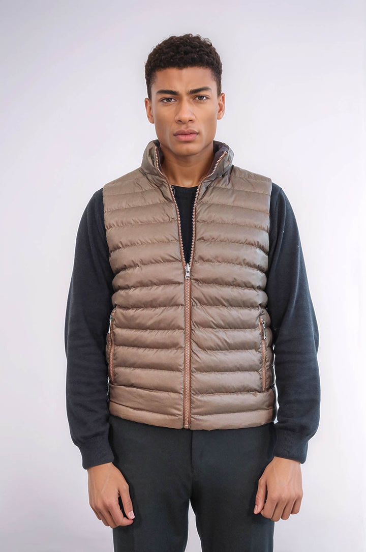 WSS Reversible Puffer Brown Men Down Vest  - San Benedetto del Tronto