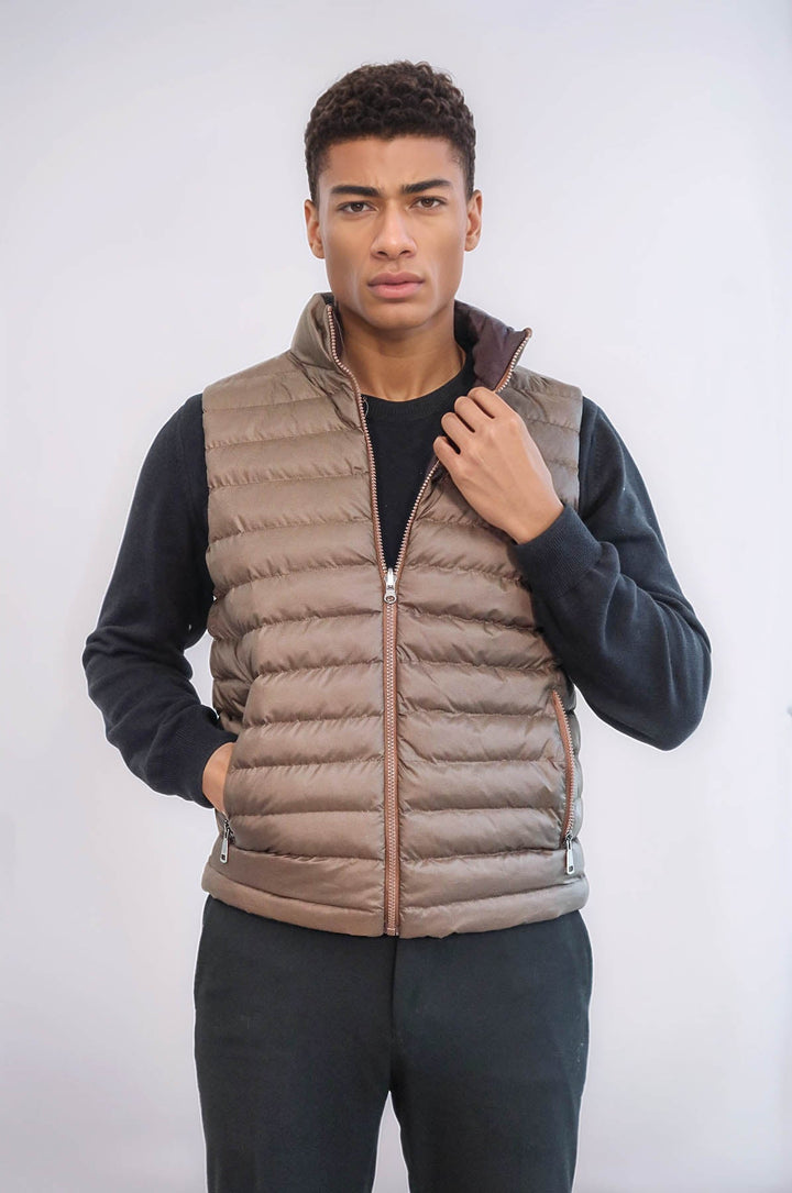 WSS Reversible Puffer Brown Men Down Vest  - San Benedetto del Tronto